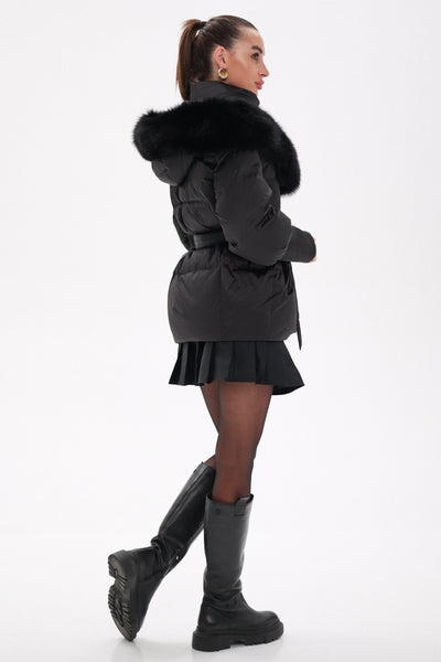 Amanda™ Genuine Fur Trim Down Fill Coat |Galliano.Store™