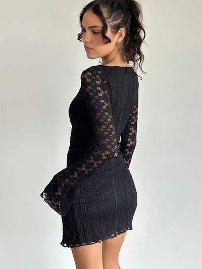 CAYLEEN™ Textured Lace Short Dress |Galliano.Store™