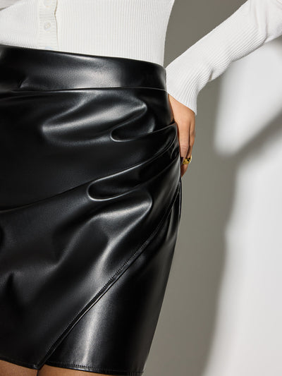 NEVINA™ Mid-Waist Faux Leather Pleated Mini Skirt |Galliano.Store™