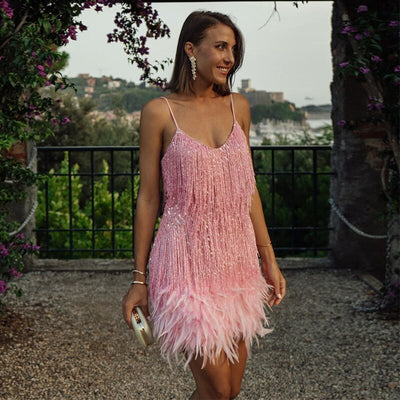 Brielle™ - Feather Mini Dress |Galliano.Store™