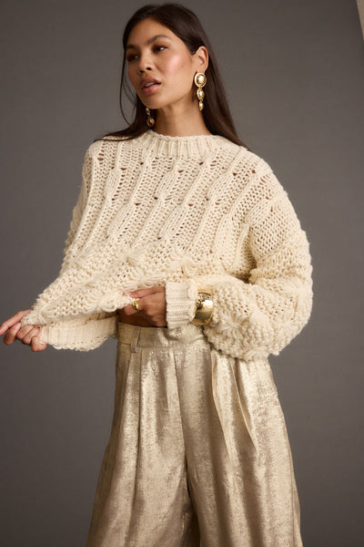 Bryony™ Cream  Knit Sweater |Galliano.Store™