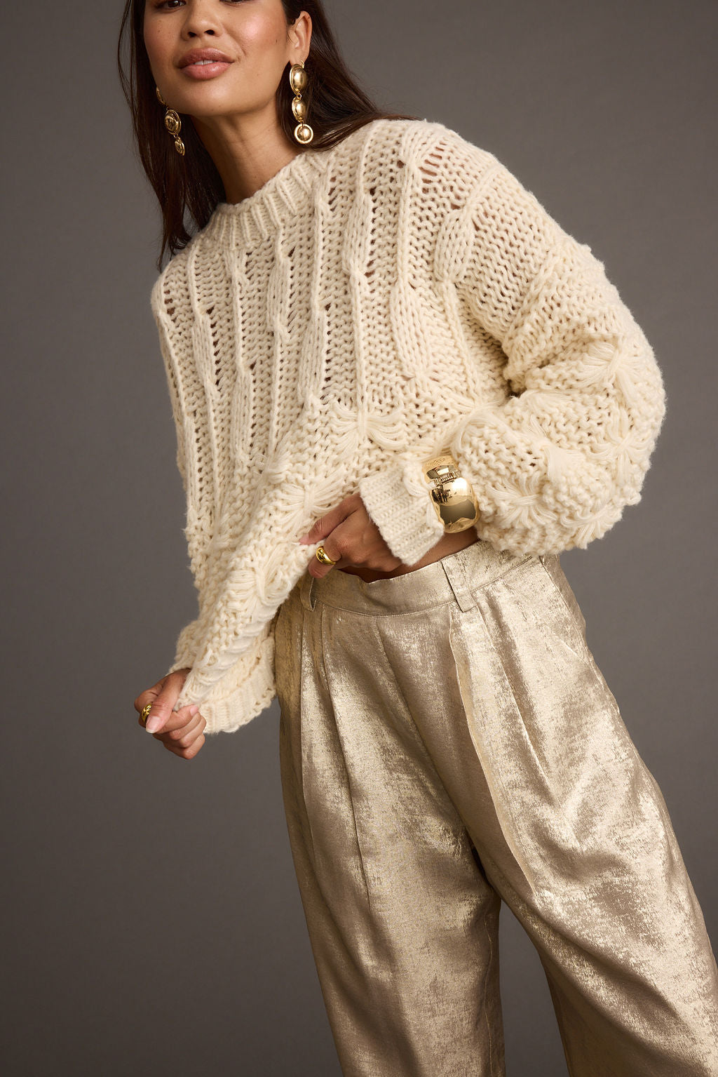 Bryony™ Cream  Knit Sweater |Galliano.Store™