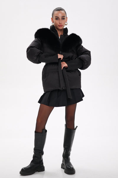 Amanda™ Genuine Fur Trim Down Fill Coat |Galliano.Store™