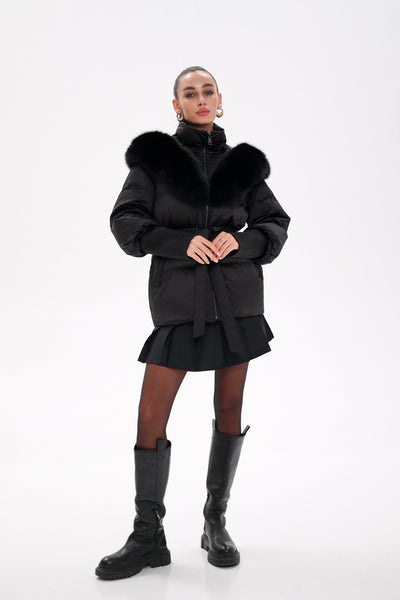 Amanda™ Genuine Fur Trim Down Fill Coat |Galliano.Store™