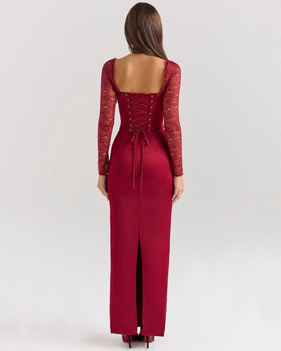 ISABELLA™ Elegant Burgundy Dress |Galliano.Store™