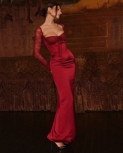 ISABELLA™ Elegant Burgundy Dress |Galliano.Store™