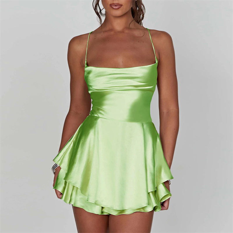 Cameron™ Women's Satin Short dress |Galliano.Store™