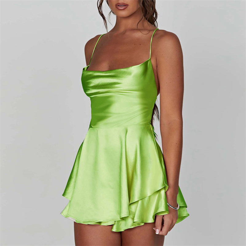 Cameron™ Women's Satin Short dress |Galliano.Store™