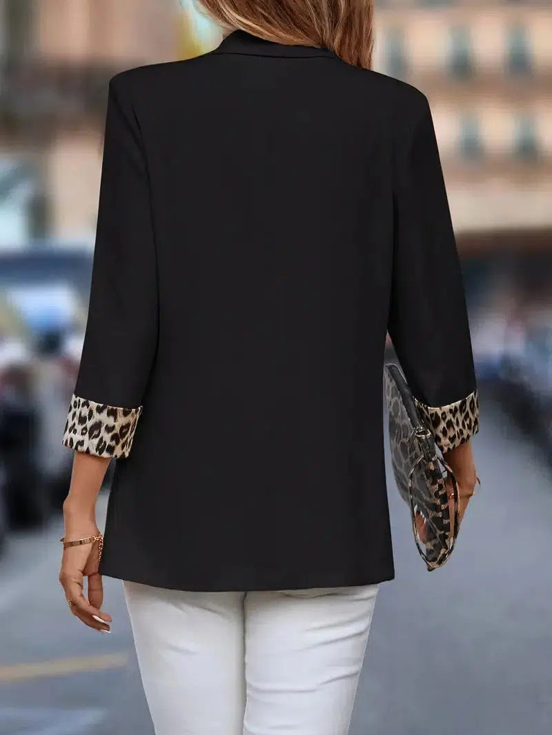 RUBY™ Modern and elegant leopard-cuffed Blazer |Galliano.Store™