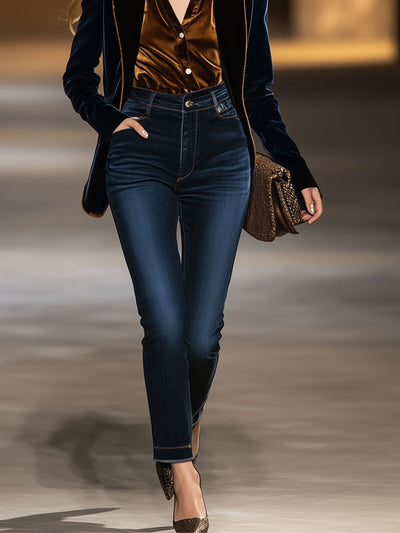 Lara™ Casual Retro Slim High Waist Pocket Jeans |Galliano.Store™