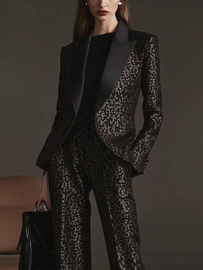 LIZZIE™  Black and Gold Tailored Set - Blazer |Galliano.Store™