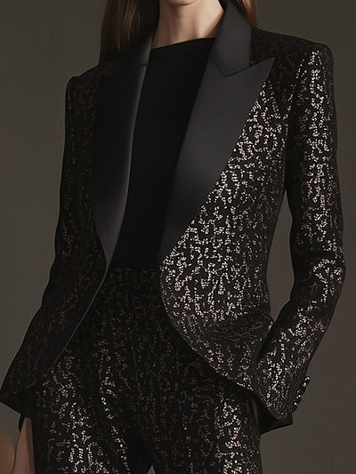 LIZZIE™  Black and Gold Tailored Set - Blazer |Galliano.Store™