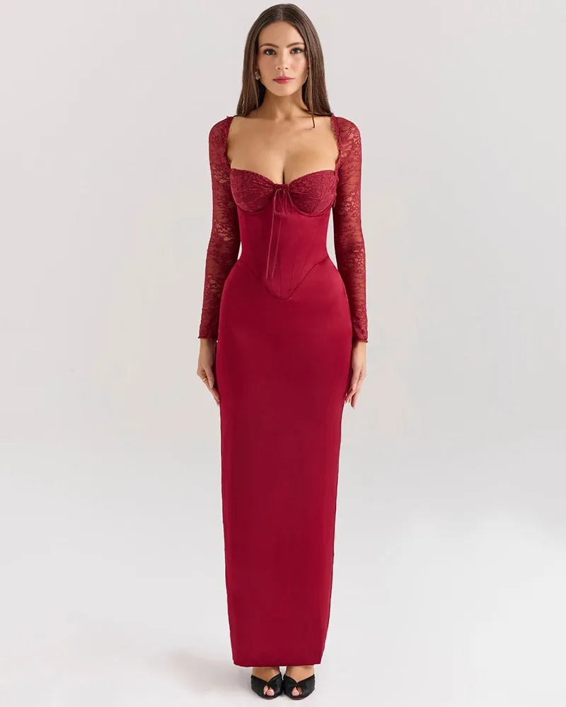 ISABELLA™ Elegant Burgundy Dress |Galliano.Store™