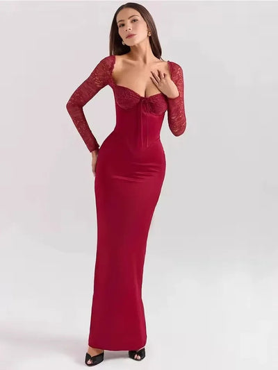 ISABELLA™ Elegant Burgundy Dress |Galliano.Store™