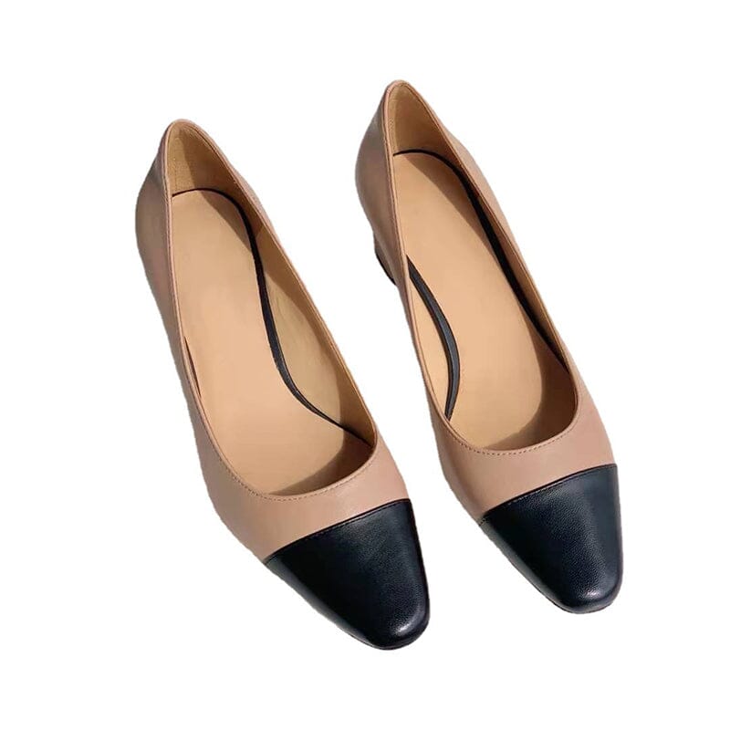 Karly™ Leather  Shoes Color Blocking in Beige|Galliano.Store™