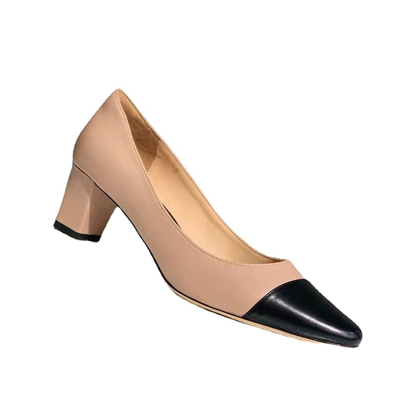 Karly™ Leather  Shoes Color Blocking in Beige|Galliano.Store™